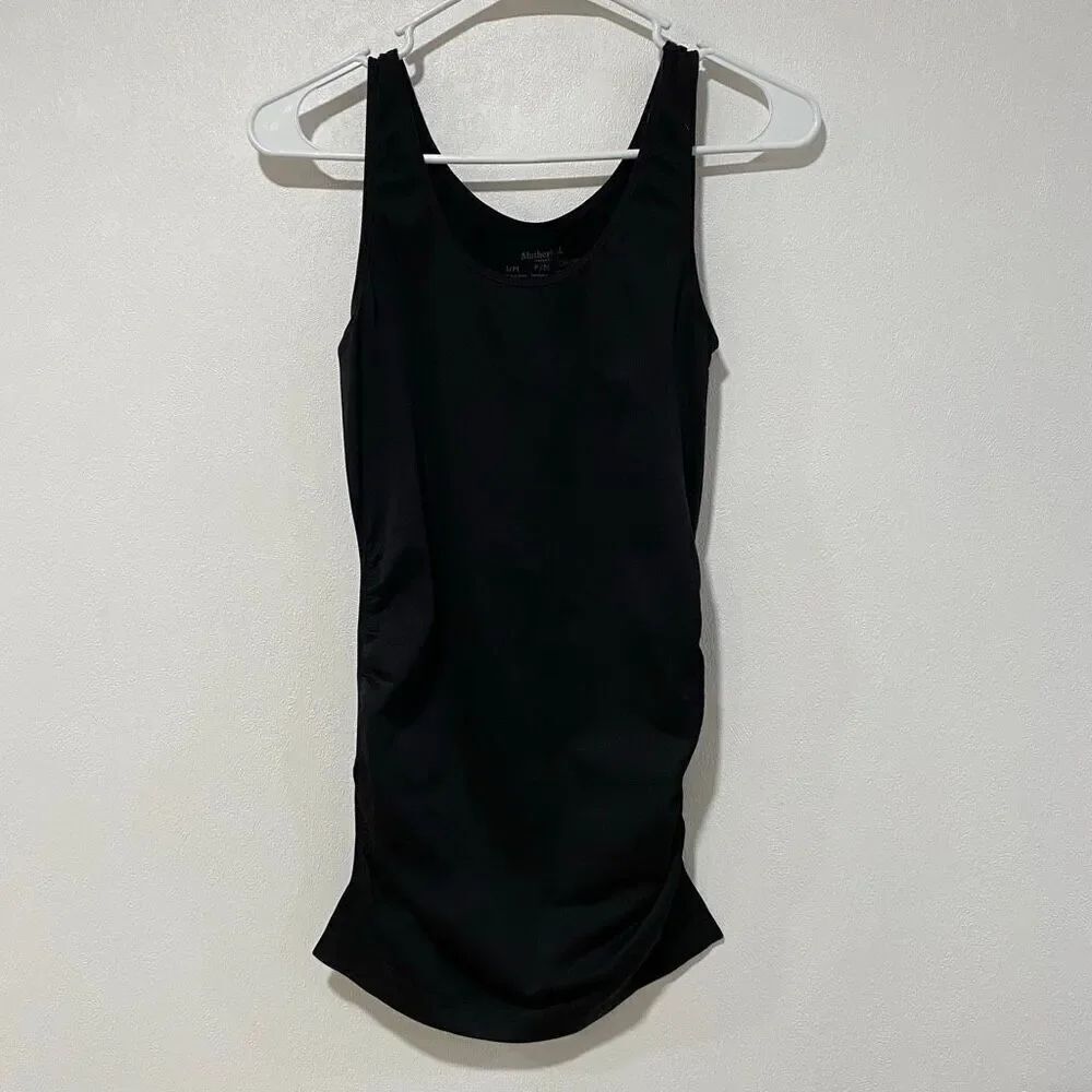 Motherhood Maternity Black Ruched Tank Top Size S/M Stretch Nylon Spandex